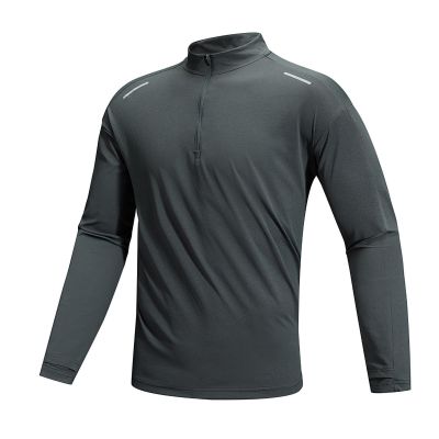 Men's Shirts Quick Dry Slim Fit Half Zipper Long Sleeve Solid Lightweight Shirt Odor Control Elastic Lightweight Tops