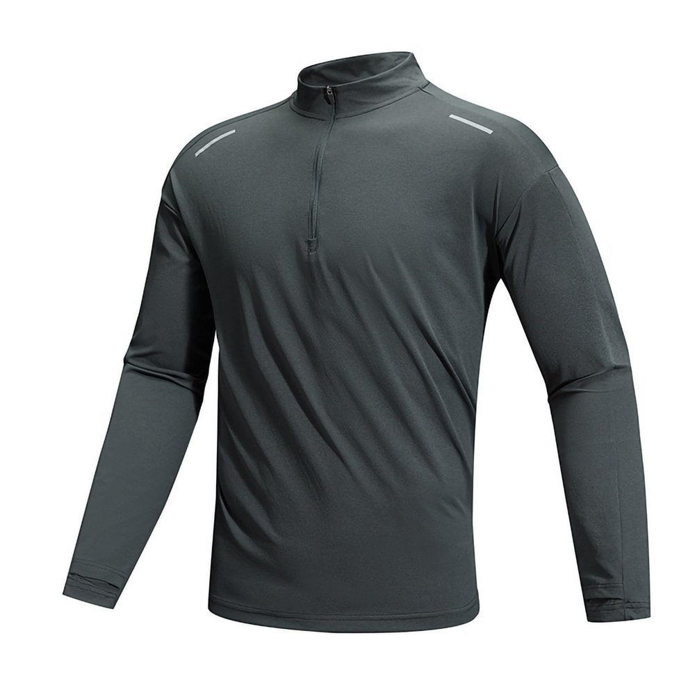Men's Shirts Quick Dry Slim Fit Half Zipper Long Sleeve Solid Lightweight Shirt Odor Control Elastic Lightweight Tops