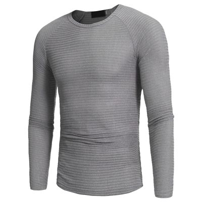 Men's Long Sleeve Ribbed Shirts Crew Neck Pullover Sweater Thermal Tops Slim Fit Henley Shirt Stretchy Undershirts (XX-Large,Grey)