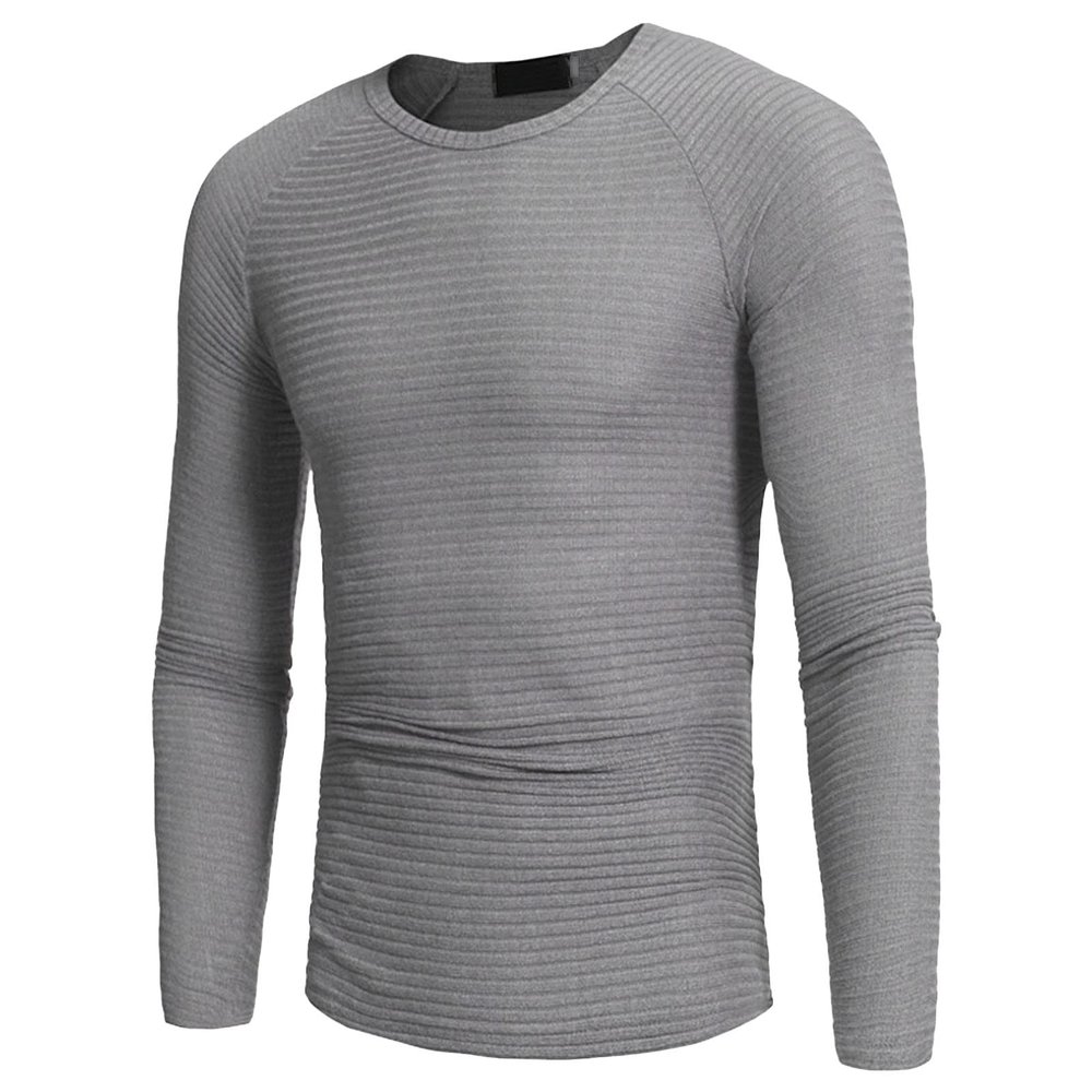 Men's Long Sleeve Ribbed Shirts Crew Neck Pullover Sweater Thermal Tops Slim Fit Henley Shirt Stretchy Undershirts (XX-Large,Grey)