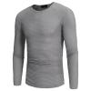 Men's Long Sleeve Ribbed Shirts Crew Neck Pullover Sweater Thermal Tops Slim Fit Henley Shirt Stretchy Undershirts (XX-Large,Grey) view 1