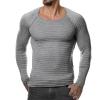 Men's Long Sleeve Ribbed Shirts Crew Neck Pullover Sweater Thermal Tops Slim Fit Henley Shirt Stretchy Undershirts (XX-Large,Grey) view 2