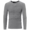 Men's Long Sleeve Ribbed Shirts Crew Neck Pullover Sweater Thermal Tops Slim Fit Henley Shirt Stretchy Undershirts (XX-Large,Grey) view 3