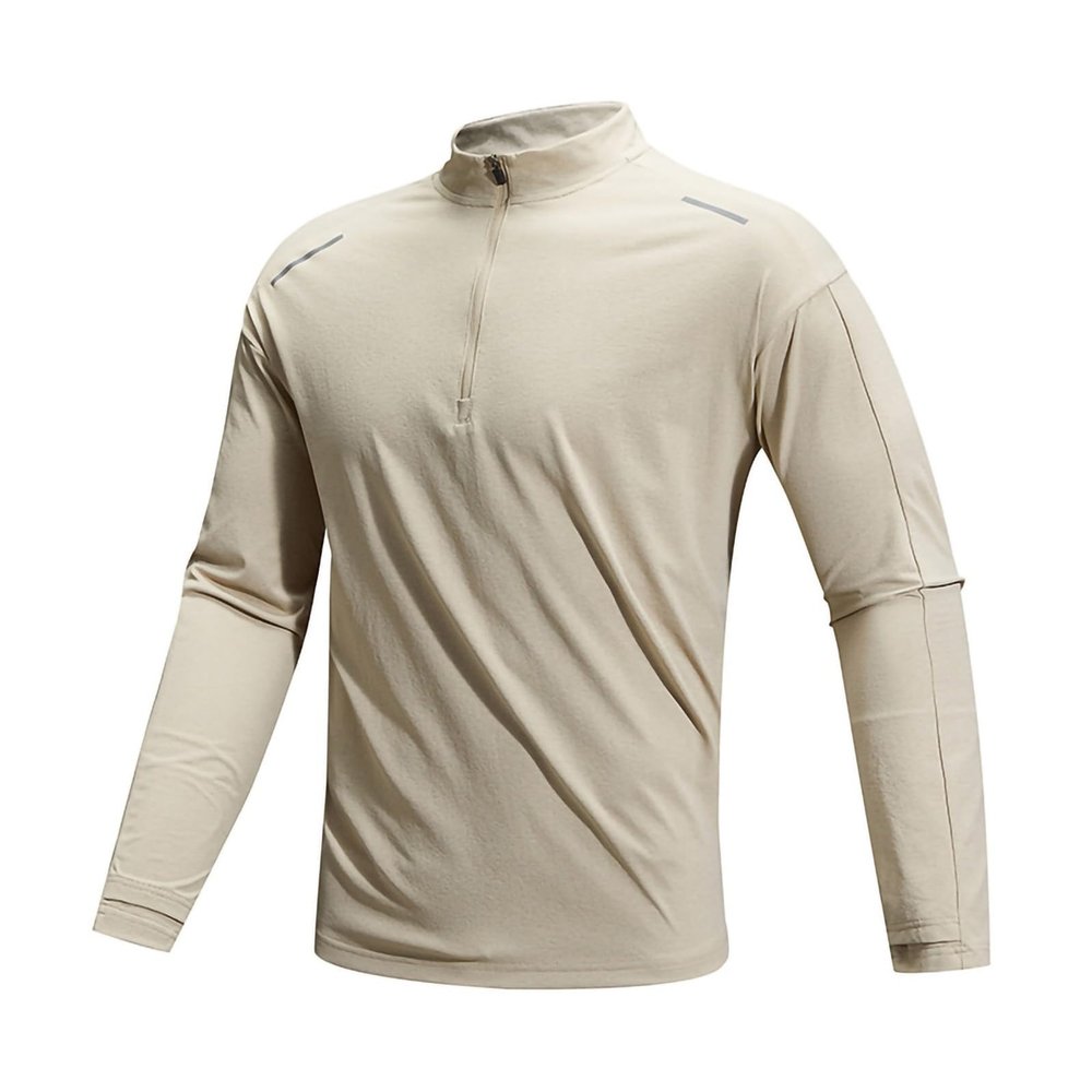Men's Shirts Quick Dry Slim Fit Half Zipper Long Sleeve Solid Lightweight Shirt Odor Control Elastic Lightweight Tops
