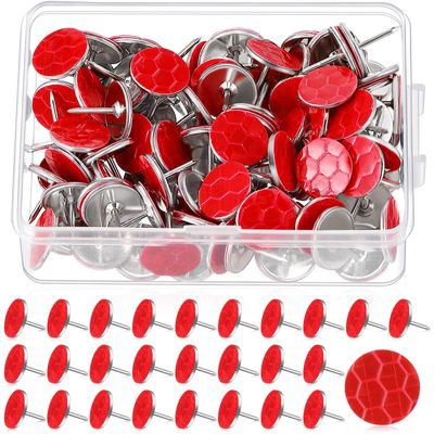 Fullhawl 100 Reflective Tacks Trail Marking Tacks Glow Reflective Mark Trail Markers Thumb Nails for Hunting Hiking Camping Tree Stand (Red)