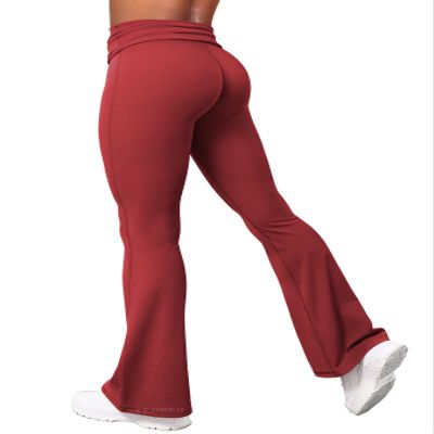 YEOREO Romola Women Yoga Pants Flare Leggings with Tummy Control High Waist Fold Over Bootcut Wide Legs Workout Legging Red-XL