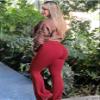 YEOREO Romola Women Yoga Pants Flare Leggings with Tummy Control High Waist Fold Over Bootcut Wide Legs Workout Legging Red-XL view 2