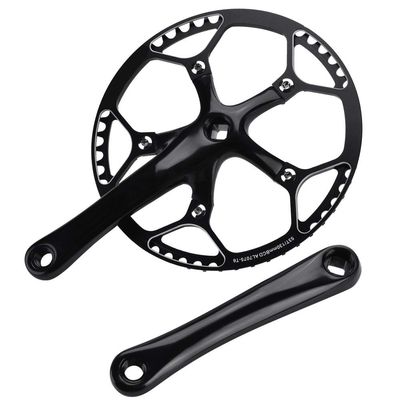 equlup Bike Crankset, 170mm/6.7inch Crank Arm Mountain Bike Crankset (L and R) Aluminum Alloy Single Speed Charing Crank Set for City Road Bicycle (Black)