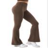 YEOREO Romola Women Yoga Pants Flare Leggings with Tummy Control High Waist Fold Over Bootcut Wide Legs Workout Legging Coffee-L view 3