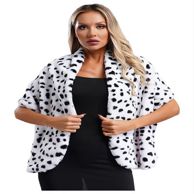 Agoky Womens Deville Dalmatian Shawl Costume Halloween Cosplay Black And White Scarf Accessories Type A One Size