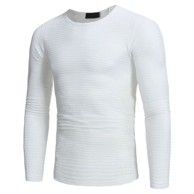 Men's Long Sleeve Ribbed Shirts Crew Neck Pullover Sweater Thermal Tops Slim Fit Henley Shirt Stretchy Undershirts (X-Large,White)