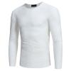 Men's Long Sleeve Ribbed Shirts Crew Neck Pullover Sweater Thermal Tops Slim Fit Henley Shirt Stretchy Undershirts (X-Large,White) view 1