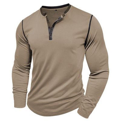 Compression Shirt for Men Crewneck Button Slim Solid Color Pullover Tops Long Sleeve Comfortable Relaxed Tee Shirts