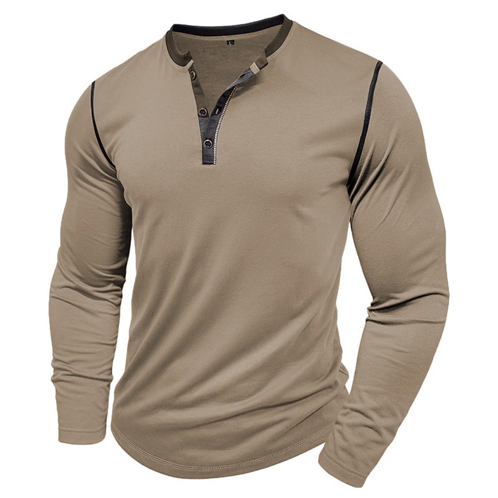 Compression Shirt for Men Crewneck Button Slim Solid Color Pullover Tops Long Sleeve Comfortable Relaxed Tee Shirts