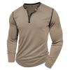 Compression Shirt for Men Crewneck Button Slim Solid Color Pullover Tops Long Sleeve Comfortable Relaxed Tee Shirts view 1