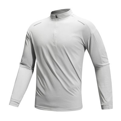 Men's Shirts Quick Dry Slim Fit Half Zipper Long Sleeve Solid Lightweight Shirt Odor Control Elastic Lightweight Tops