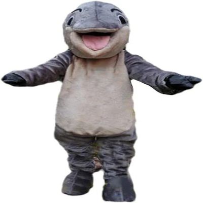 Friendly Dolphin Mascot Costume Adult Size for School Spirits With Fans