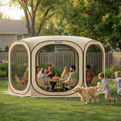 Werph 12x12 Pop Up Screen Tent, Mosquito Net Gazebo, UV Resistant, Beige