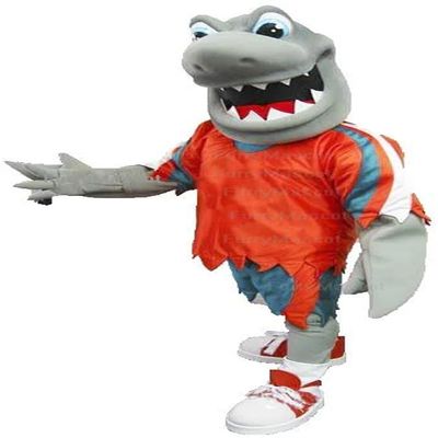 Fierce Shark Mascot Costume Adult Size for School Spirits With Fans