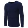 Men's Long Sleeve Ribbed Shirts Crew Neck Pullover Sweater Thermal Tops Slim Fit Henley Shirt Stretchy Undershirts (XX-Large,Dark Blue) view 1
