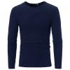 Men's Long Sleeve Ribbed Shirts Crew Neck Pullover Sweater Thermal Tops Slim Fit Henley Shirt Stretchy Undershirts (XX-Large,Dark Blue) view 2