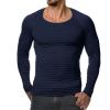 Men's Long Sleeve Ribbed Shirts Crew Neck Pullover Sweater Thermal Tops Slim Fit Henley Shirt Stretchy Undershirts (XX-Large,Dark Blue) view 3