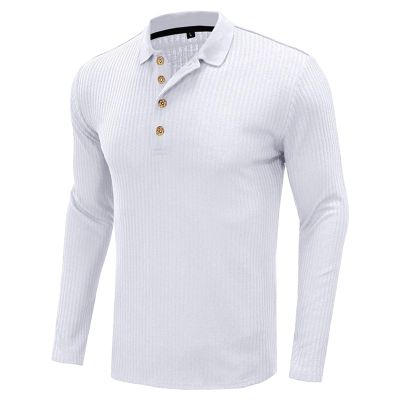 Mens Long Sleeve Pullover Sweaters Fashion Casual Vintage Button-Up Knit Shirt Classic Basic Solid Color Tees (Small,White)