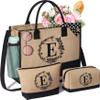 Personalized Gifts for Women Tote Bag, Initial Jute Tote Bag & Makeup Bags Monogrammed Beach Bag w/ Zipper, Birthday Valentines Day Gifts for Women Her Friends Mom Daughter Sister Girlfriend Teacher view 1