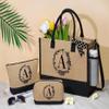 Personalized Gifts for Women Tote Bag, Initial Jute Tote Bag & Makeup Bags Monogrammed Beach Bag w/ Zipper, Birthday Valentines Day Gifts for Women Her Friends Mom Daughter Sister Girlfriend Teacher view 2
