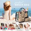 Personalized Gifts for Women Tote Bag, Initial Jute Tote Bag & Makeup Bags Monogrammed Beach Bag w/ Zipper, Birthday Valentines Day Gifts for Women Her Friends Mom Daughter Sister Girlfriend Teacher view 4