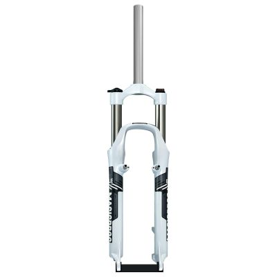 HWEVDHJ Mountain Bike Suspension Fork 26 Inch 100mm Travel 1 1/8 Straight Tube QR 9mm Aluminum Alloy Mechanical Fork Disc/V Brake Shoulder Control Mountain Bike Fork(White Gray)
