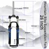 HWEVDHJ Mountain Bike Suspension Fork 26 Inch 100mm Travel 1 1/8 Straight Tube QR 9mm Aluminum Alloy Mechanical Fork Disc/V Brake Shoulder Control Mountain Bike Fork(Black Blue) view 2