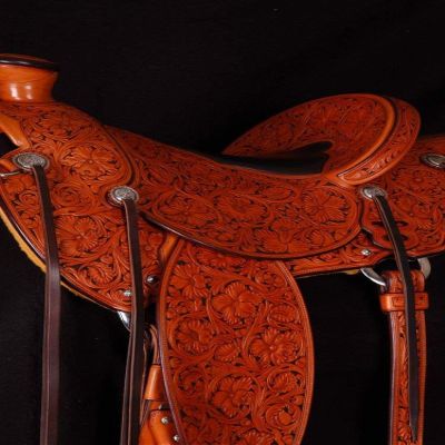 AD Saddlery Wade Tree A Fork Roping Ranch Work Leather Premium Western Horse Saddles for Horses Handmade Equestrian Trail Horse Saddle Tack Size: 10"-18" inches Seat WADE317 (12.5" inches Seat)