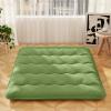 Byroce Futon Mattress, Roll-up Sleeping Cot w/Washable Cover, Portable Cotton Pad w/Bag for Camping, 4" Thick Tatami Mat, Japanese Floor Mattress for School, Home, Car(Green,Queen) view 2