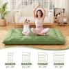 Byroce Futon Mattress, Roll-up Sleeping Cot w/Washable Cover, Portable Cotton Pad w/Bag for Camping, 4" Thick Tatami Mat, Japanese Floor Mattress for School, Home, Car(Green,Queen) view 3