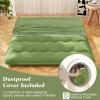 Byroce Futon Mattress, Roll-up Sleeping Cot w/Washable Cover, Portable Cotton Pad w/Bag for Camping, 4" Thick Tatami Mat, Japanese Floor Mattress for School, Home, Car(Green,Queen) view 4
