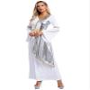 Hularka Women's Ancient Greek Costume Toga Dress Robe Roman Princess Queen Praise Dance Dress Overlay Silver Small view 2