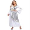 Hularka Women's Ancient Greek Costume Toga Dress Robe Roman Princess Queen Praise Dance Dress Overlay Silver Small view 4