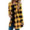 Long Flannel Jacket Women,Prime Today's Deals,Womens Flannel Cardigan Buffalo Plaid Jacket Trendy Casual Loose Long Sleeve Kimono Fashion Fall Outfits with Pockets,2-Yellow,Xx-Large view 2