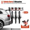 3-Bike Car Bicycle Rack, Foldable Bicycle Rack Bike Rack for Car Trunk Mount 3 Bicycle Carrier Sedan Hatchback Minivan SUV Black+Red view 3