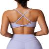 ABOCIW Sports Bras for Women Twist Back Low Impact Fitness Yoga Bra V Neck Wireless Gym Workout Bra Padded Crop Top Light Purple Small view 1