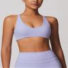 ABOCIW Sports Bras for Women Twist Back Low Impact Fitness Yoga Bra V Neck Wireless Gym Workout Bra Padded Crop Top Light Purple Small view 2