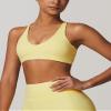 ABOCIW Womens Twist Back Sports Bra- Padded V Neck Low Impact Spaghetti Strap Workout Yoga Bra Yellow Medium view 3