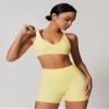 ABOCIW Womens Twist Back Sports Bra- Padded V Neck Low Impact Spaghetti Strap Workout Yoga Bra Yellow Medium view 4