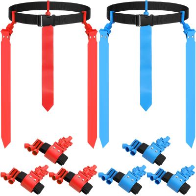 Junkin 6 6/8/10 Players Flag Football Sets Adjustable Football Belts and Flags for Youths Teens Kids Adults Players Sports Team (Red,Blue)