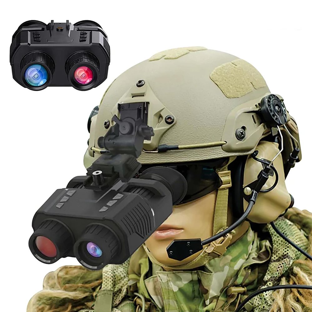 WGFXYBFY NV8000 3D 4K Head-Mounted Night Vision Binoculars,4 Color Effects Night Vision Goggles,7 Levels of Ir Adjustment,Rechargeable Night Vision Scope,Black