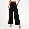 Business Pants for Women Elastic Waist Pull On Work Pants High Waisted Tummy Control Wide Leg Dress Pants with Pocket,Black,XX-Small view 2