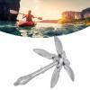 Kayak Anchor Kits, Small Boat Anchor, Folding Grapnel Anchor Buoy Carbon Steel for Canoe Kayak Raft Boat Sailboat Fishing 3.31lbs Marine Rope (Black or Red or Silver) (Silver view 3