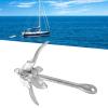 Kayak Anchor Kits, Small Boat Anchor, Folding Grapnel Anchor Buoy Carbon Steel for Canoe Kayak Raft Boat Sailboat Fishing 3.31lbs Marine Rope (Black or Red or Silver) (Silver view 4