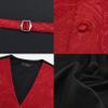 GUSLESON Red Mens Vest Tie and Bow Tie Set Formal Waistcoat Paisley Floral Jacquard Necktie Pocket Square Suit Vests Lapel Pin Wedding Party (0810-04-XXL) view 3